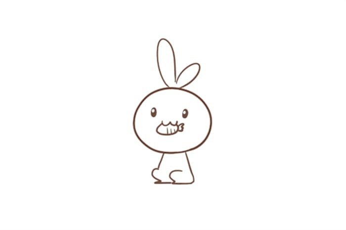 正在吃胡萝卜的小兔子简笔画