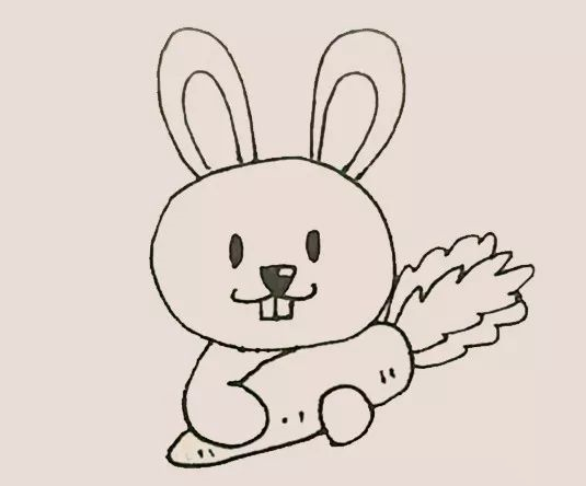 正在吃胡萝卜的小兔子