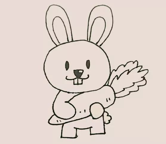 正在吃胡萝卜的小兔子