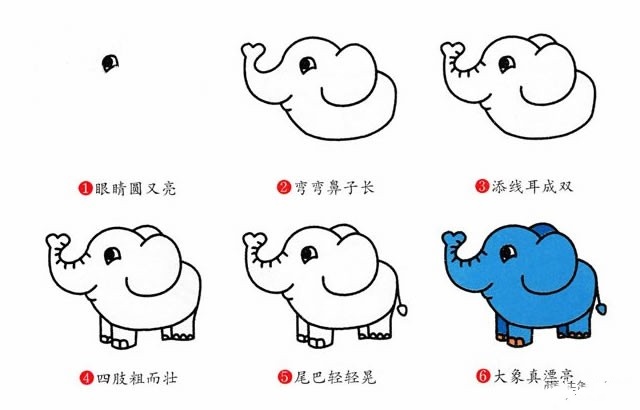 小象的简易画法