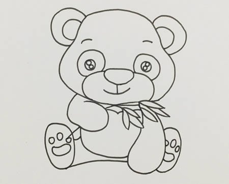 如何画熊猫吃竹子简笔画