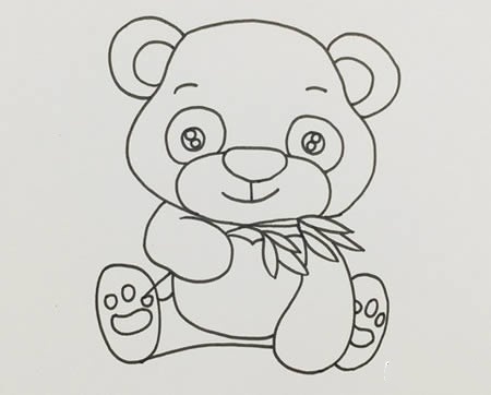 熊猫吃竹子简笔画