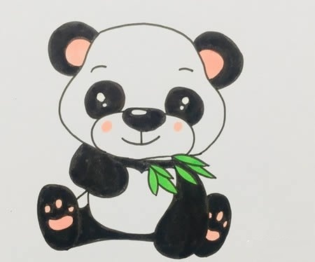熊猫吃竹子简笔画