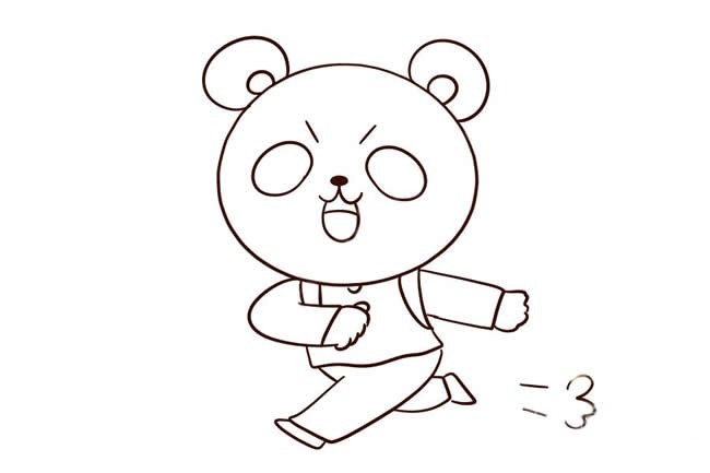 去上学的熊猫宝宝简笔画
