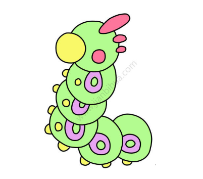 彩色毛毛虫简笔画