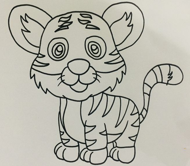 可爱又简单画小老虎