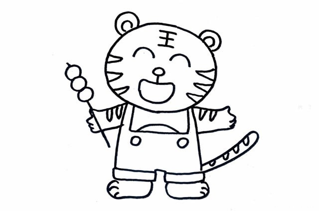 爱吃糖葫芦的小老虎简笔画
