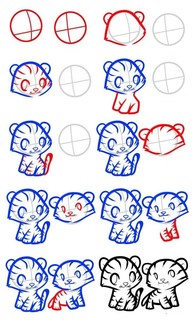 两只老虎简笔画