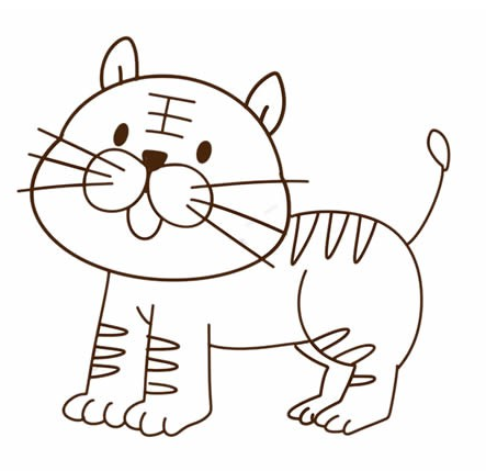 小老虎简笔画彩色