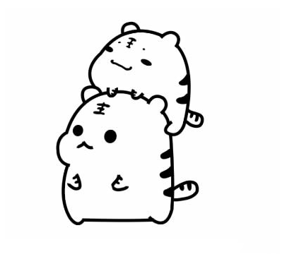 两只可爱小老虎简笔画