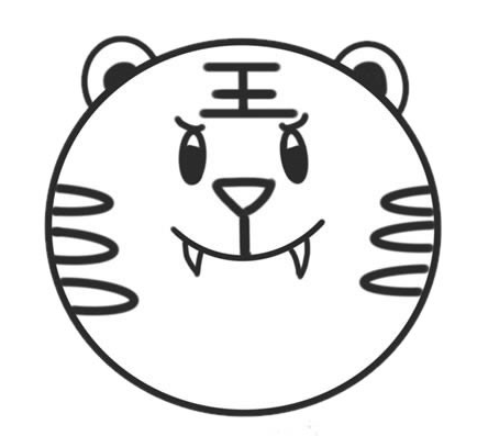 老虎头像简笔画涂色